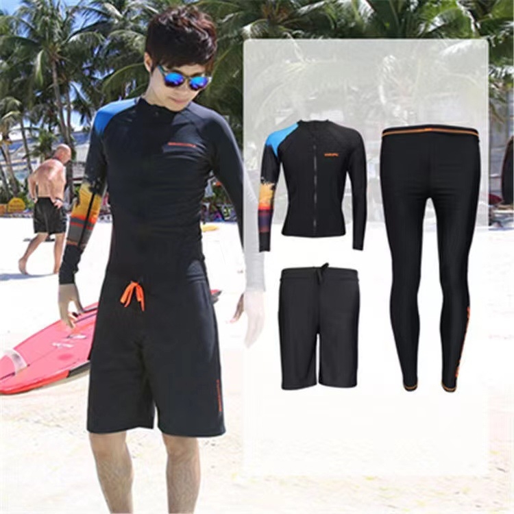 Unisex ilgos rankoves maudymosi kostiumėlis su užtrauktuku, saulės apsauga, vientisas spalvos, aukšta elastinė, tinkamas plaukioti ir banglentininkams