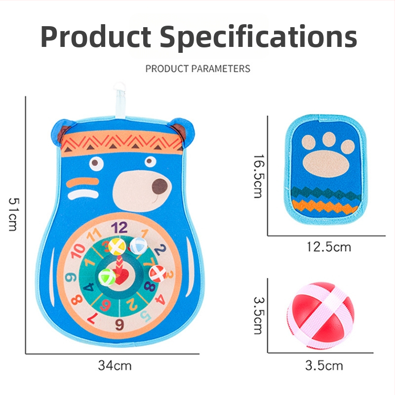 Hádzacia hra s lepiacou cieľovou guľou a doskou s ventúrami — Qi Xiaonan; materiál: plyšový textil; vek 4–6 rokov