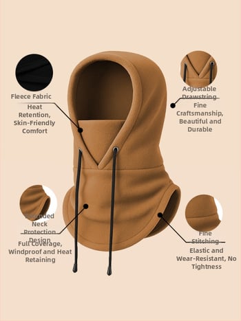 Dviračių veido kaukė su fliso įdėklu, poliesterio audinys, vėjo atspari, su raišteliu, unisex