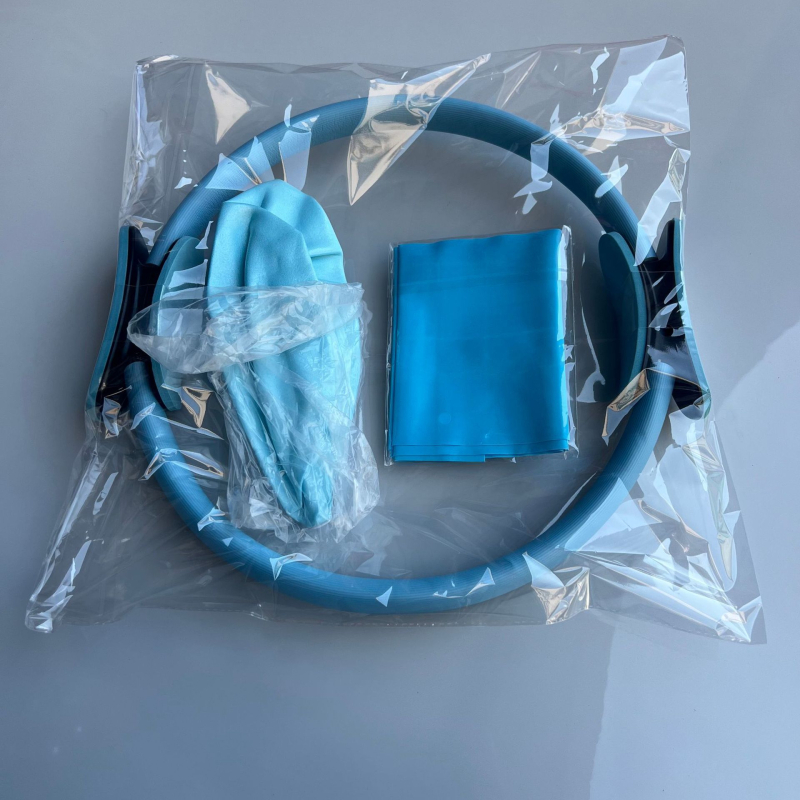 Rujia Pilates žiedas – penkių dalių rinkinys su pripučiamu jogos kamuoliu ir tempimo juostomis, PVC, 100 g