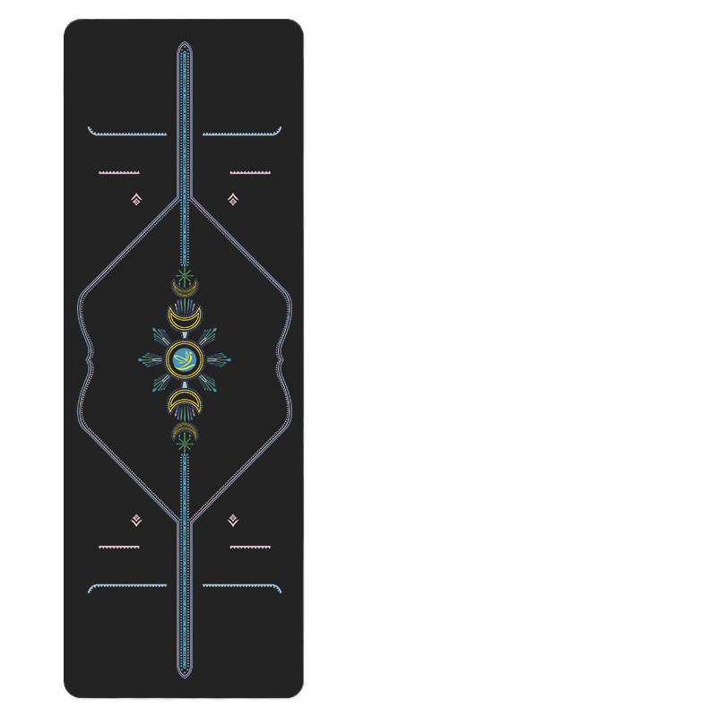 Йога мат PU естествен каучук, противохлъзгаща повърхност, цветен принт, за начинаещи, домашна фитнес тренировка