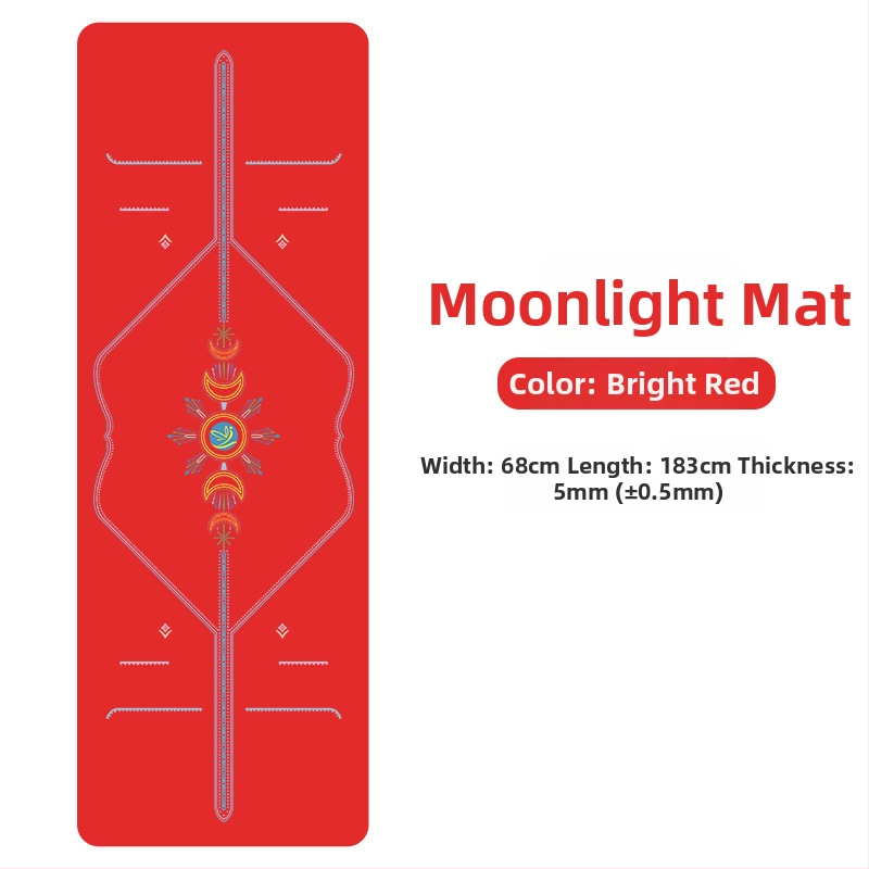 Йога мат PU естествен каучук, противохлъзгаща повърхност, цветен принт, за начинаещи, домашна фитнес тренировка