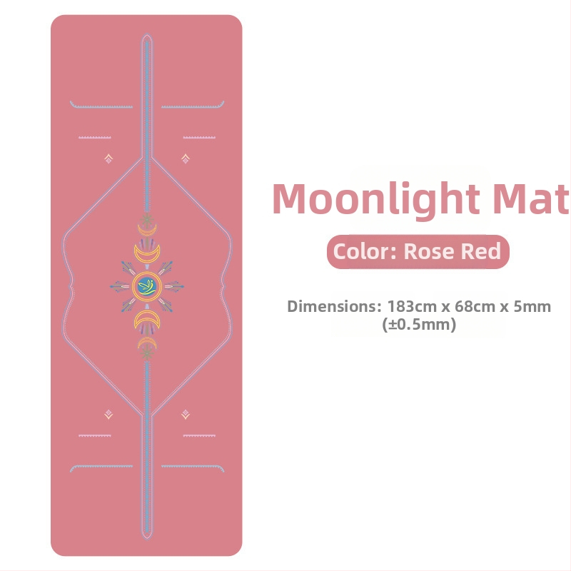 Йога мат PU естествен каучук, противохлъзгаща повърхност, цветен принт, за начинаещи, домашна фитнес тренировка