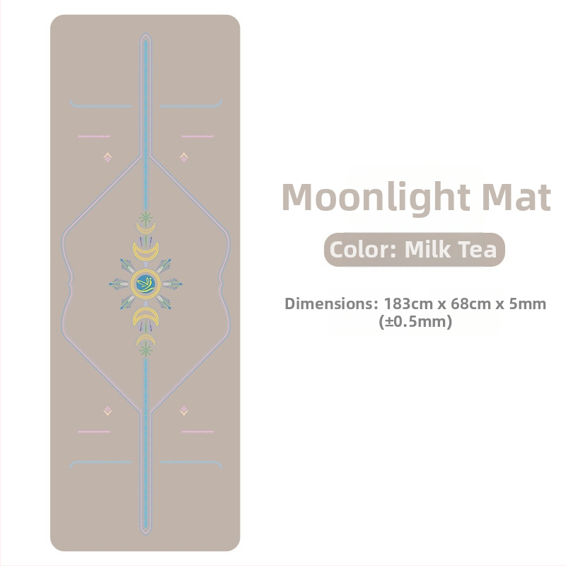 Йога мат PU естествен каучук, противохлъзгаща повърхност, цветен принт, за начинаещи, домашна фитнес тренировка