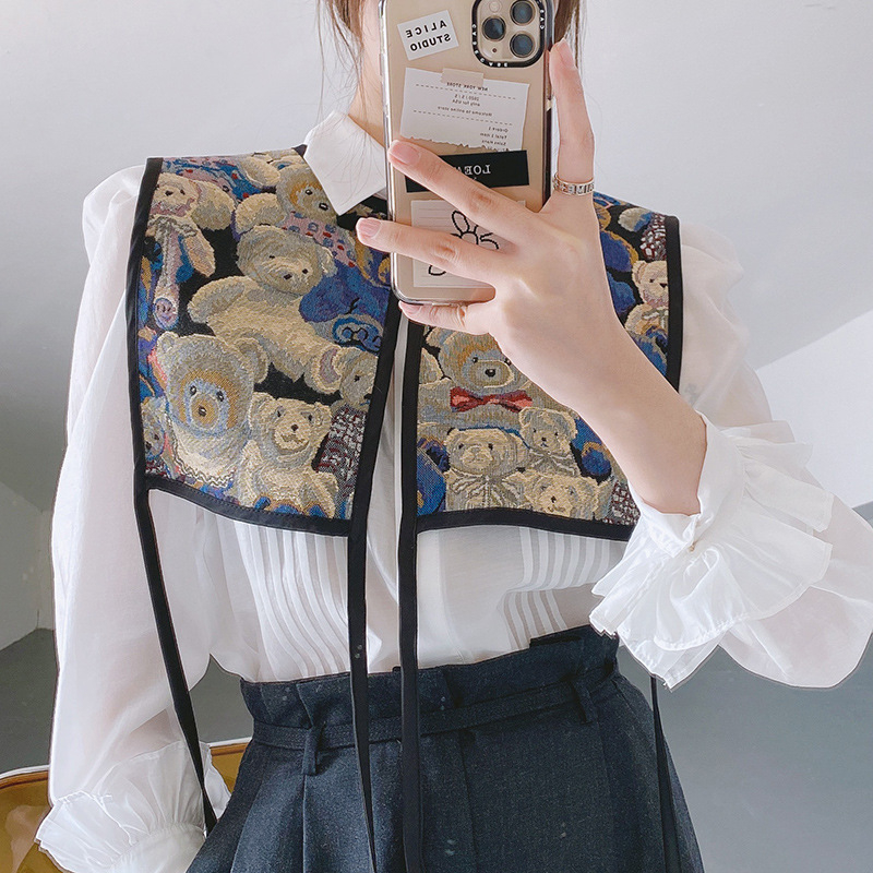 Унисекс бродиран шал-вест – полиестер, винтидж етничен стил, флорална шарка, зима/пролет/есен