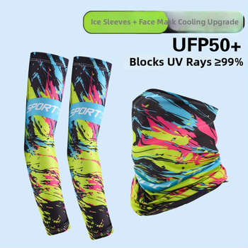 Nyári napvédő ujjvédő készlet maszk és karvédőkkel kerékpározáshoz és horgászathoz, légáteresztő, gyorsan száradó poliészter, kamuflázs, tavasz 2025