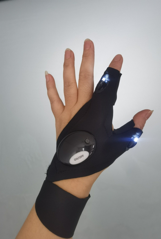 Jiugu LED γάντια αλιείας – ελαστομερή ύφασμα, LED με μπαταρία, αναπνεόμενα γάντια για νυχτερινό ψάρεμα, εμβέλεια κάτω από 50 μ