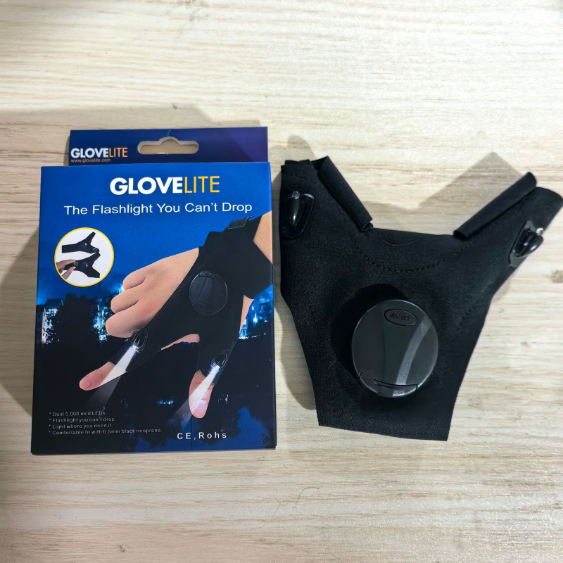 Jiugu LED γάντια αλιείας – ελαστομερή ύφασμα, LED με μπαταρία, αναπνεόμενα γάντια για νυχτερινό ψάρεμα, εμβέλεια κάτω από 50 μ