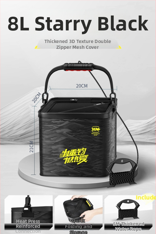 Összecsukható EVA halas vödör kültéri horgászathoz, hordozható, átlátszó