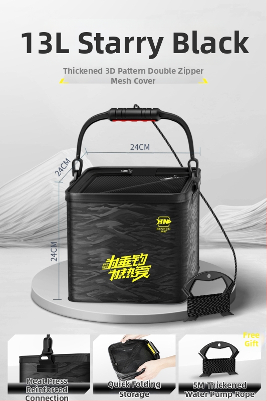 Összecsukható EVA halas vödör kültéri horgászathoz, hordozható, átlátszó