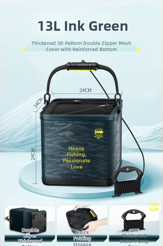 Összecsukható EVA halas vödör kültéri horgászathoz, hordozható, átlátszó