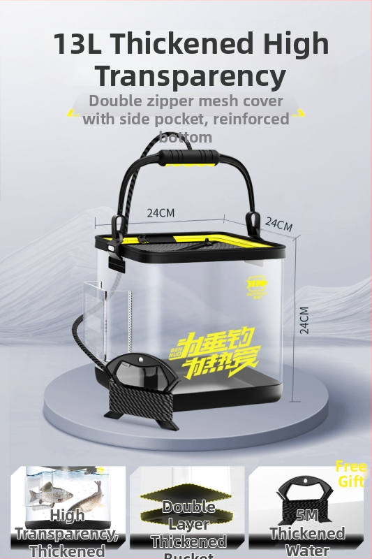 Összecsukható EVA halas vödör kültéri horgászathoz, hordozható, átlátszó