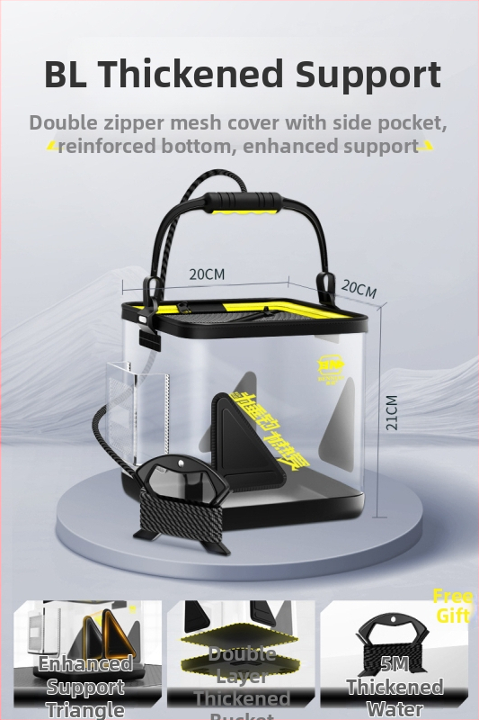 Összecsukható EVA halas vödör kültéri horgászathoz, hordozható, átlátszó