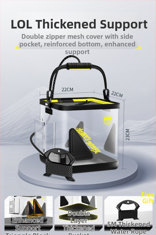 Összecsukható EVA halas vödör kültéri horgászathoz, hordozható, átlátszó