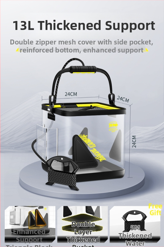 Összecsukható EVA halas vödör kültéri horgászathoz, hordozható, átlátszó