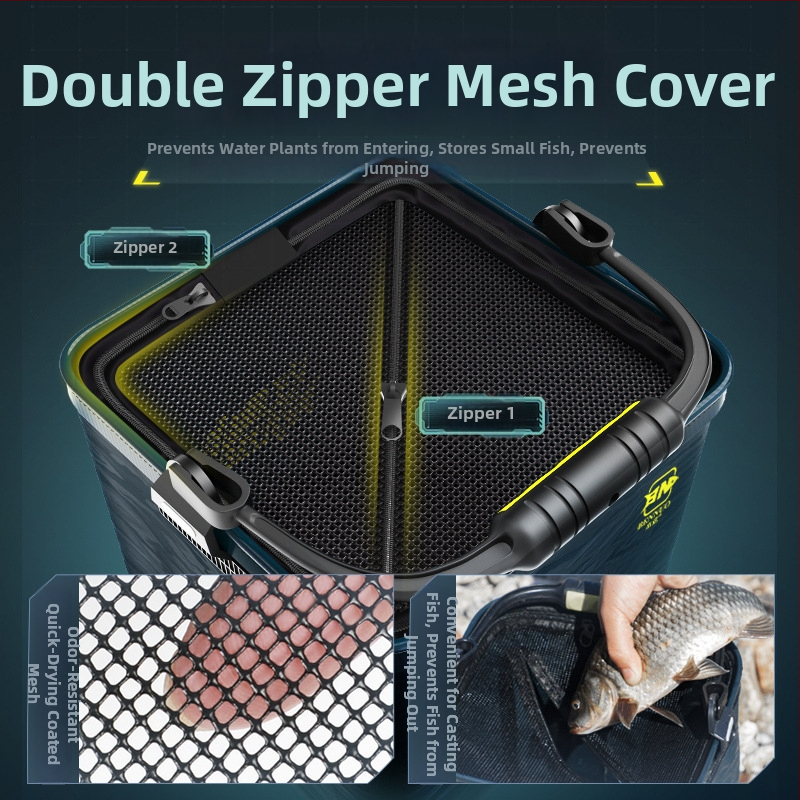 Összecsukható EVA halas vödör kültéri horgászathoz, hordozható, átlátszó