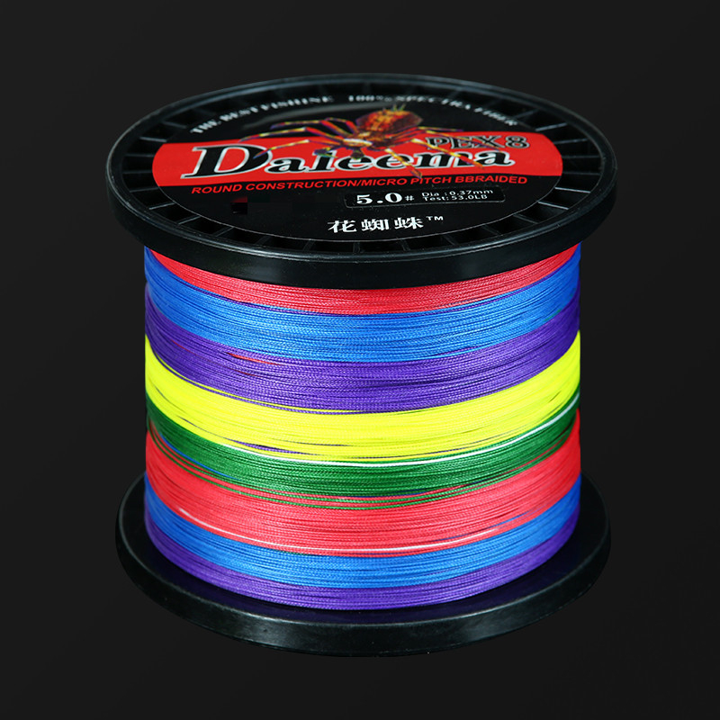 Главна риболовна линия, 8-нишкова PE, дължина 500 м или 1000 м, за морски риболов и плетени мрежи, опакована в кутия с 6 шпули