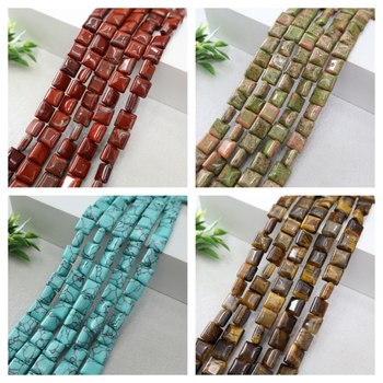 Természetes kő négyzet alakú gyöngyök DIY ékszerekhez – Barokk stílus, Baolan márka, vágás és csiszolás