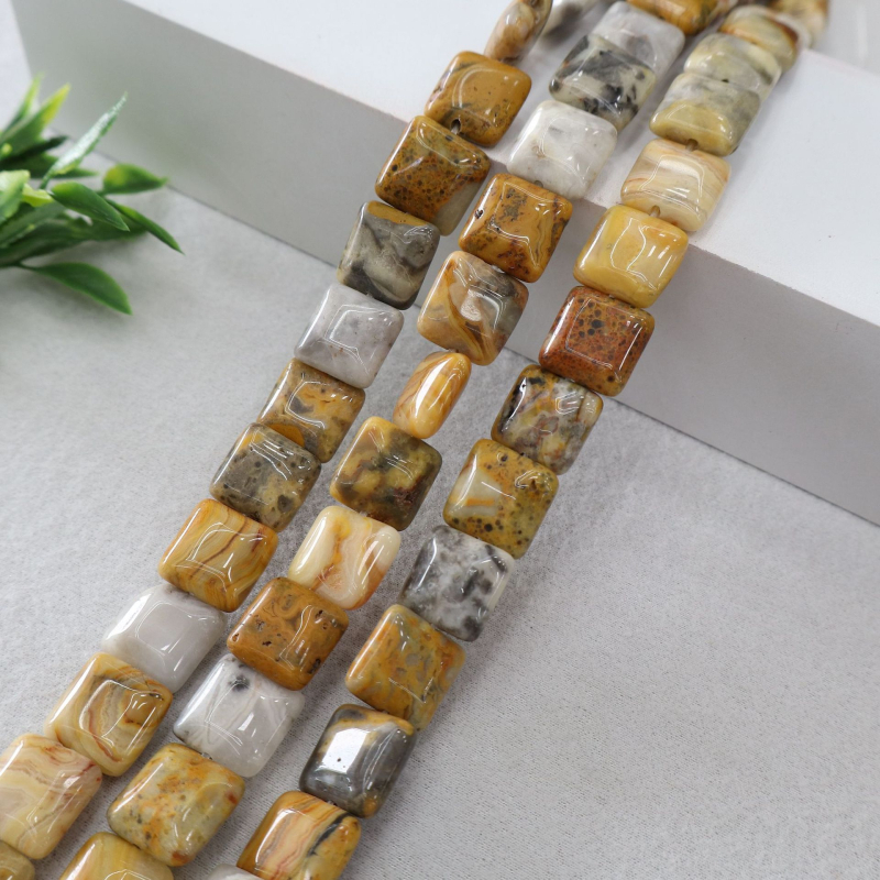 Természetes kő négyzet alakú gyöngyök DIY ékszerekhez – Barokk stílus, Baolan márka, vágás és csiszolás
