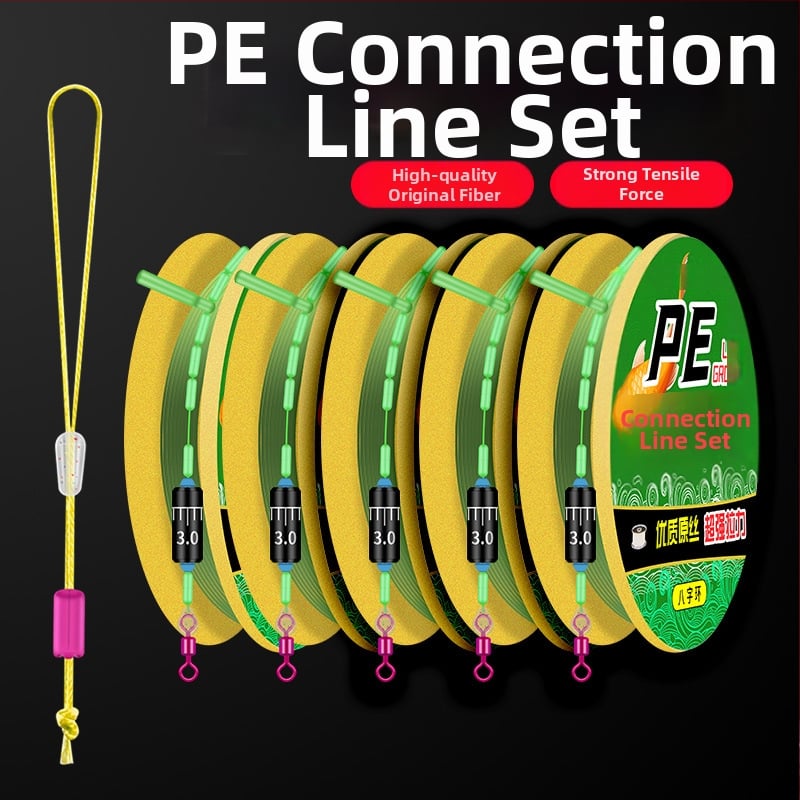 Nailoninių žvejybos linijų rinkinys su sustiprinta pagrindine linija, 8 formos žiedas, klipsas apatinei linijai, 7,2 m ilgis, tinkamas upėms ir ežerams