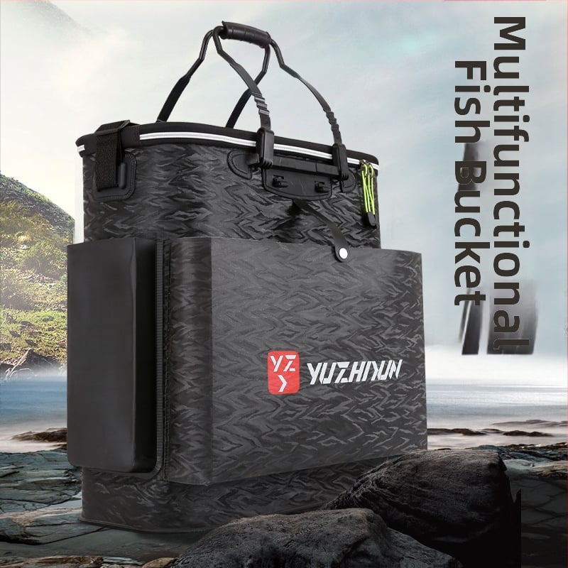 Платнена раница-кофа за живи риби, сгъваема и водоустойчива, с презрамки; мултифункционална кутия за риболов за примамки, въдица и вода/риби