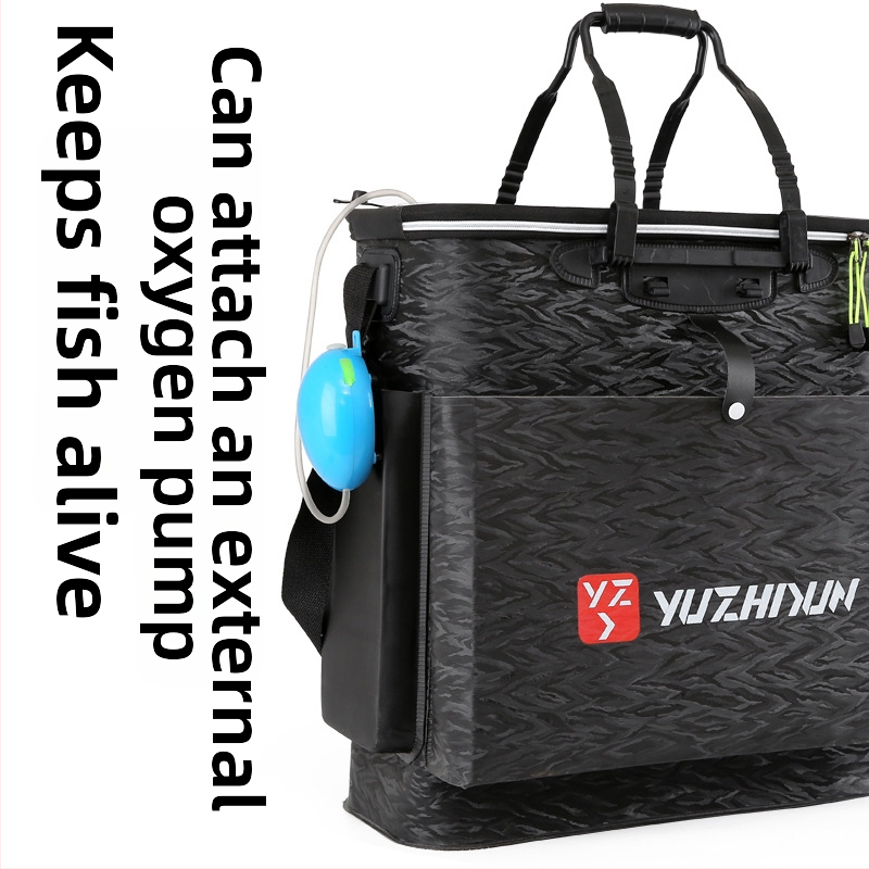 Платнена раница-кофа за живи риби, сгъваема и водоустойчива, с презрамки; мултифункционална кутия за риболов за примамки, въдица и вода/риби