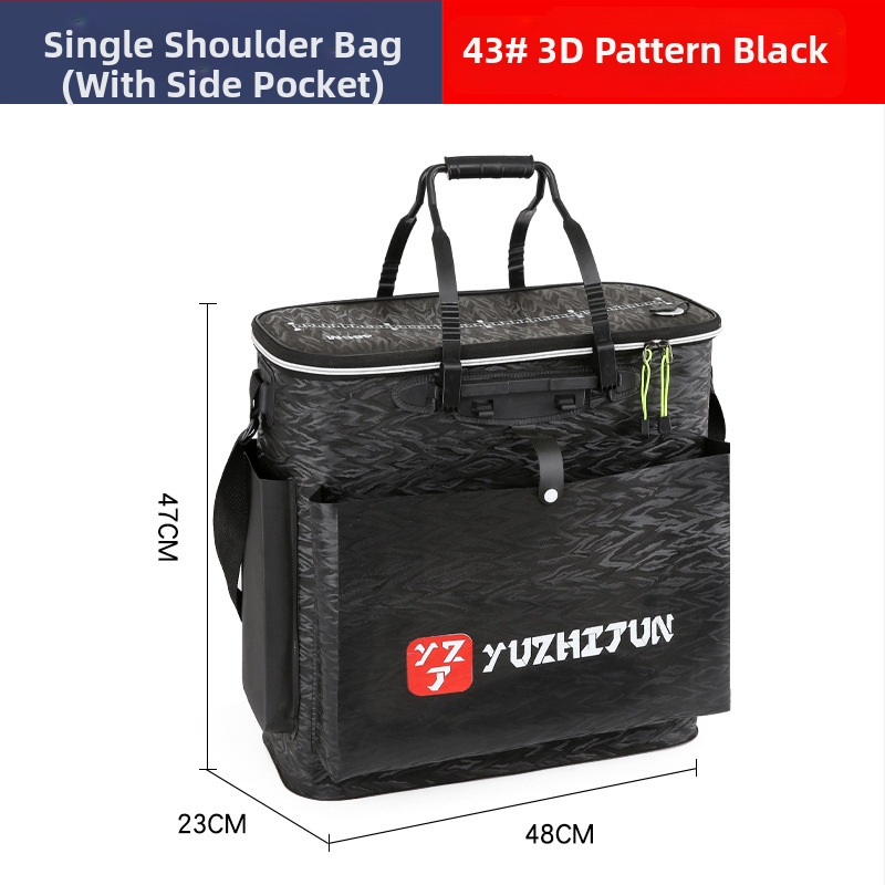 Платнена раница-кофа за живи риби, сгъваема и водоустойчива, с презрамки; мултифункционална кутия за риболов за примамки, въдица и вода/риби