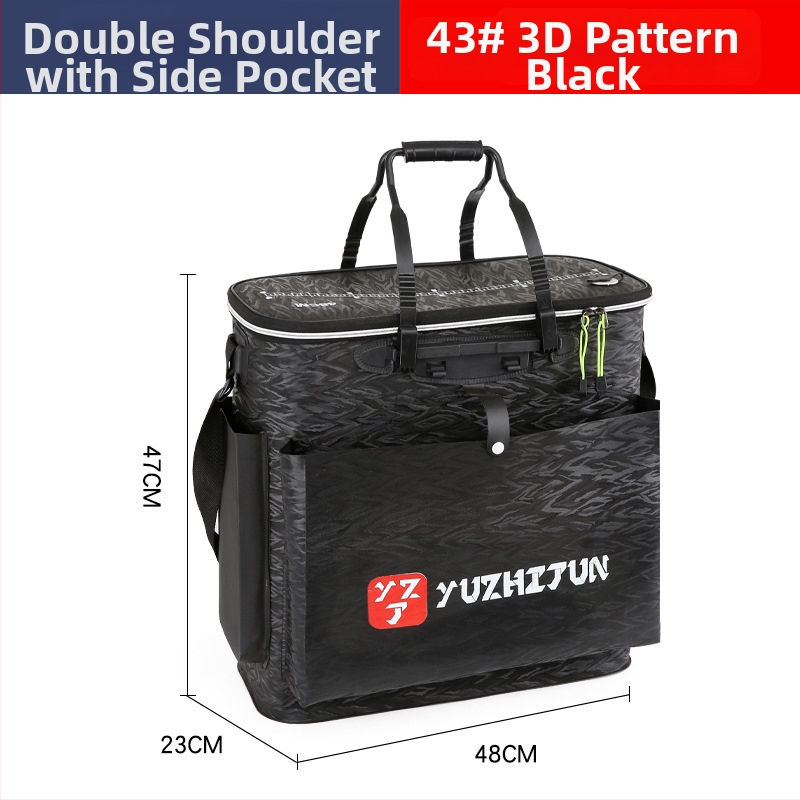 Платнена раница-кофа за живи риби, сгъваема и водоустойчива, с презрамки; мултифункционална кутия за риболов за примамки, въдица и вода/риби