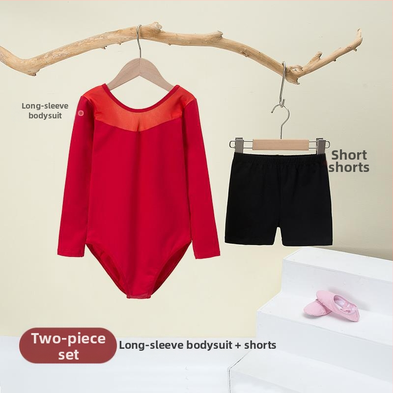 Vaikų baleto komplektas su ilgomis rankovėmis ir gauzės sijonu; audinys: 94% medvilnė + 6% elastanas; tinkamas mergaitėms iki 17 metų; scenos kostiumas