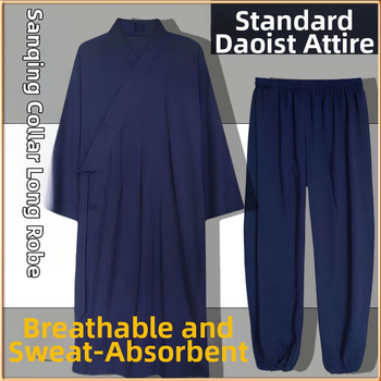 Даоистки роба за Тай Чи комплект, пет части, дишаща ленена материя 100%, марка Converge