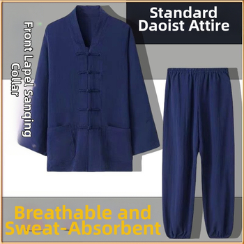 Даоистки роба за Тай Чи комплект, пет части, дишаща ленена материя 100%, марка Converge