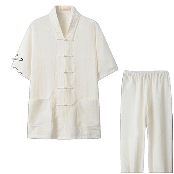 Даоистки роба за Тай Чи комплект, пет части, дишаща ленена материя 100%, марка Converge