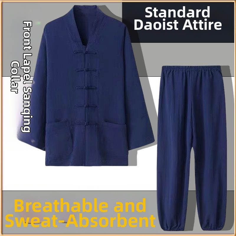 Даоистки роба за Тай Чи комплект, пет части, дишаща ленена материя 100%, марка Converge
