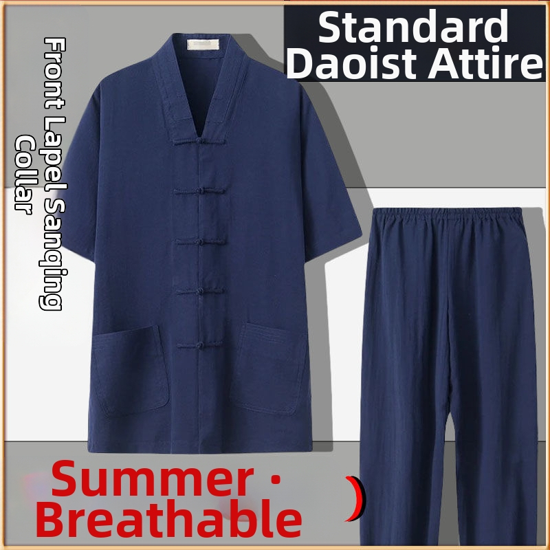 Даоистки роба за Тай Чи комплект, пет части, дишаща ленена материя 100%, марка Converge