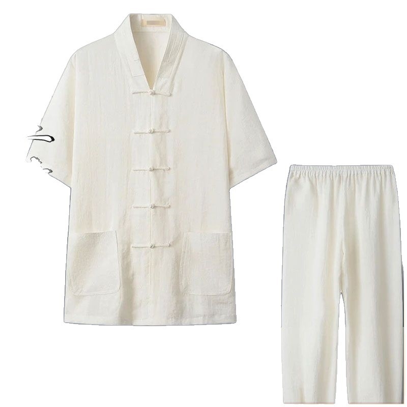 Даоистки роба за Тай Чи комплект, пет части, дишаща ленена материя 100%, марка Converge