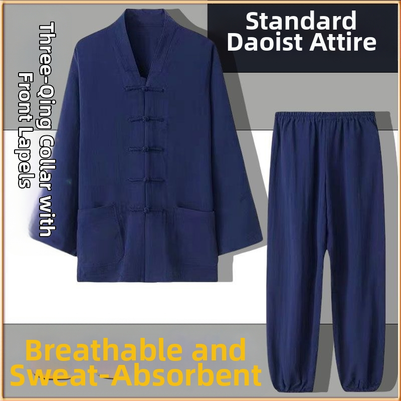 Даоистки роба за Тай Чи комплект, пет части, дишаща ленена материя 100%, марка Converge