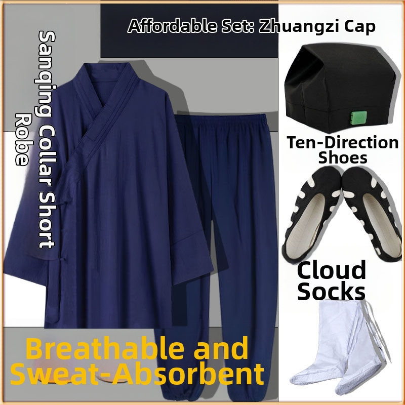 Даоистки роба за Тай Чи комплект, пет части, дишаща ленена материя 100%, марка Converge