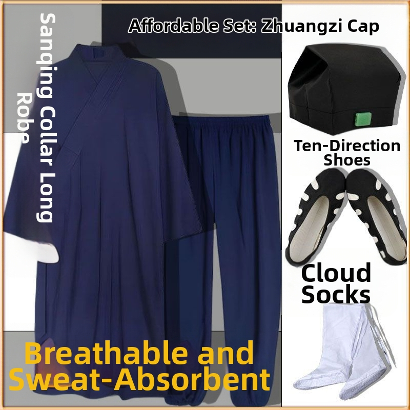 Даоистки роба за Тай Чи комплект, пет части, дишаща ленена материя 100%, марка Converge