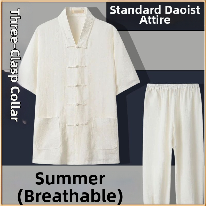 Даоистки роба за Тай Чи комплект, пет части, дишаща ленена материя 100%, марка Converge