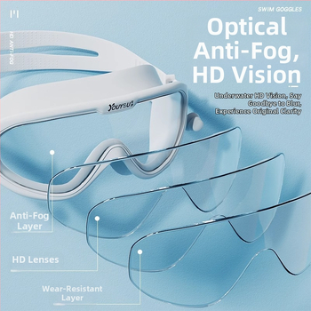 Antifog HD Miopijas peldēšanas brilles, PC lēcas, pieaugušajiem, komplekts ar peldcepuri