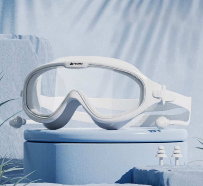 Antifog HD Miopijas peldēšanas brilles, PC lēcas, pieaugušajiem, komplekts ar peldcepuri