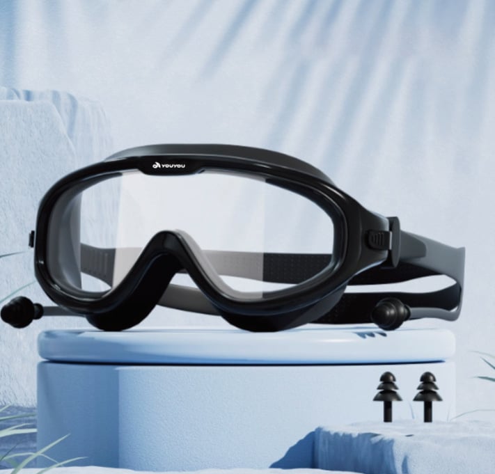 Antifog HD Miopijas peldēšanas brilles, PC lēcas, pieaugušajiem, komplekts ar peldcepuri