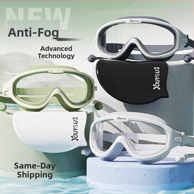 Antifog HD Miopijas peldēšanas brilles, PC lēcas, pieaugušajiem, komplekts ar peldcepuri