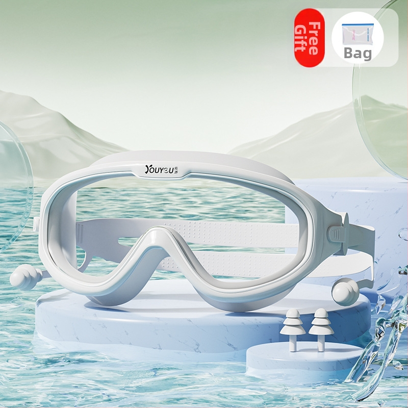 Antifog HD Miopijas peldēšanas brilles, PC lēcas, pieaugušajiem, komplekts ar peldcepuri
