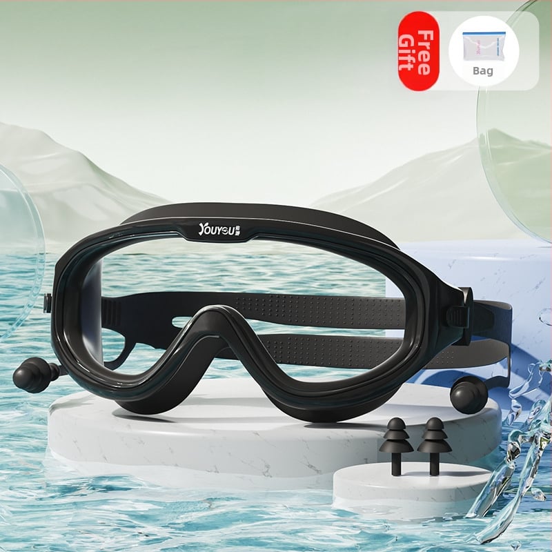 Antifog HD Miopijas peldēšanas brilles, PC lēcas, pieaugušajiem, komplekts ar peldcepuri