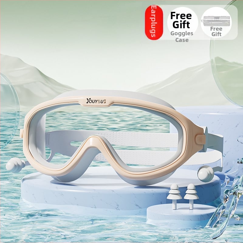 Antifog HD Miopijas peldēšanas brilles, PC lēcas, pieaugušajiem, komplekts ar peldcepuri