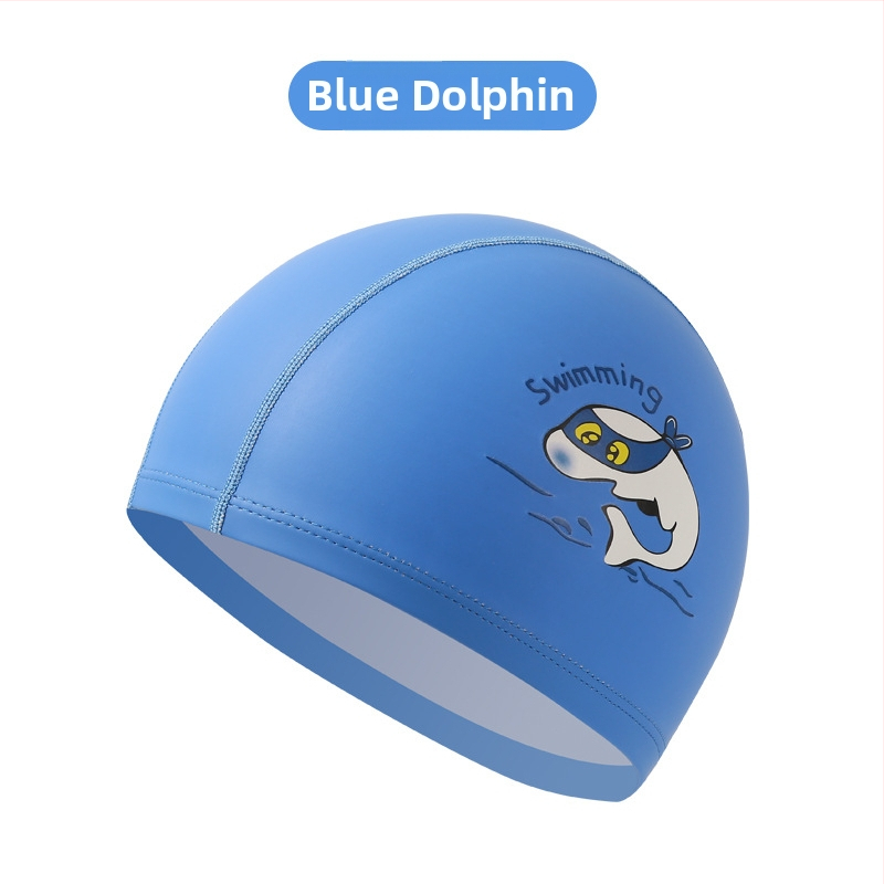 Dječja PU kapa za plivanje s uzorkom životinja – udoban labav kroj, pogodna za plivanje i vodene igre