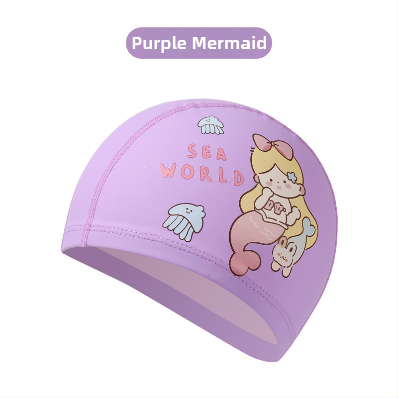 Dječja PU kapa za plivanje s uzorkom životinja – udoban labav kroj, pogodna za plivanje i vodene igre