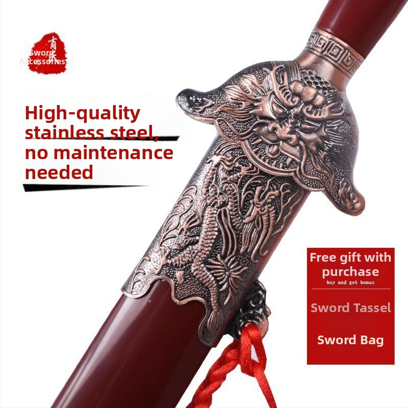 Tai Chi kard rozsdamentes acélból, élezetlen, edzéshez és bemutatókhoz