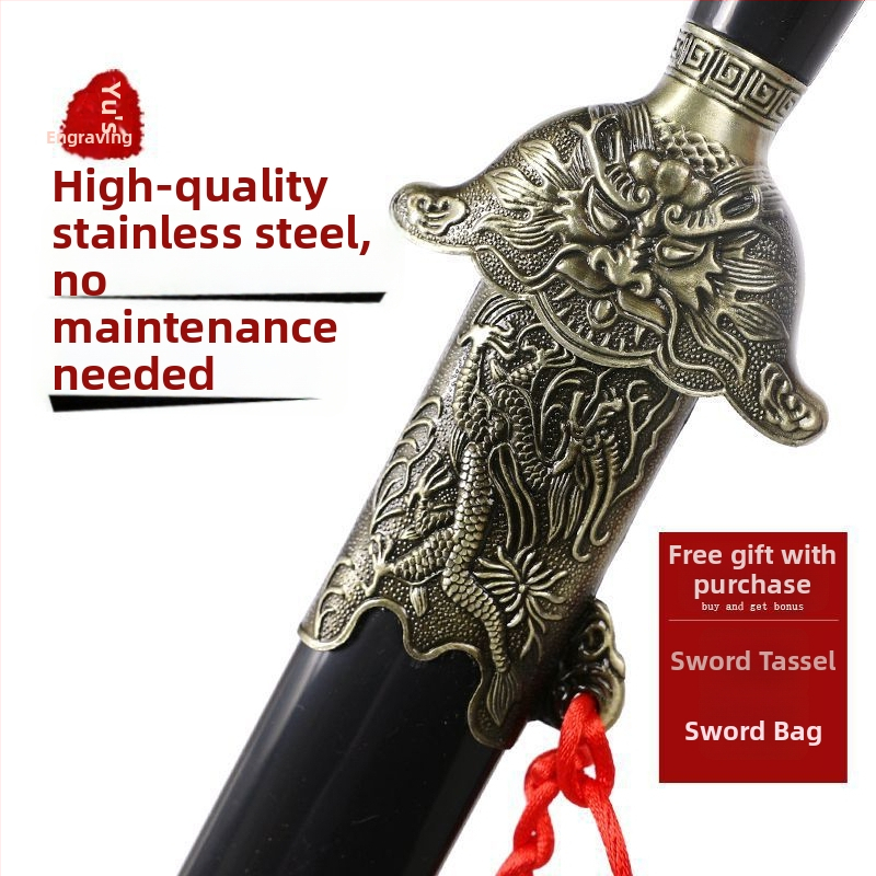 Tai Chi kard rozsdamentes acélból, élezetlen, edzéshez és bemutatókhoz